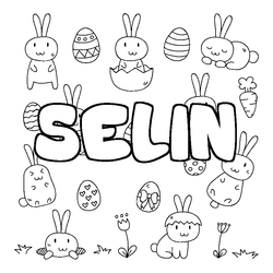 Coloraci&oacute;n del nombre SELIN - decorado Pascua