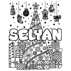 Coloraci&oacute;n del nombre SELYAN - decorado &aacute;rbol de Navidad y regalos