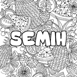 Coloraci&oacute;n del nombre SEMIH - decorado mandala de frutas