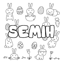 Coloraci&oacute;n del nombre SEMIH - decorado Pascua