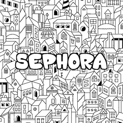 Coloraci&oacute;n del nombre SEPHORA - decorado ciudad