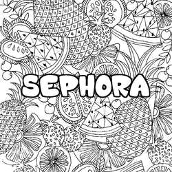 Coloraci&oacute;n del nombre SEPHORA - decorado mandala de frutas