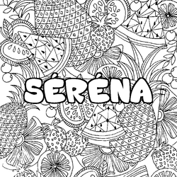 Coloraci&oacute;n del nombre S&Eacute;R&Eacute;NA - decorado mandala de frutas
