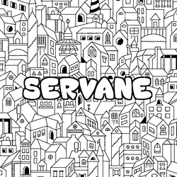 Coloraci&oacute;n del nombre SERVANE - decorado ciudad