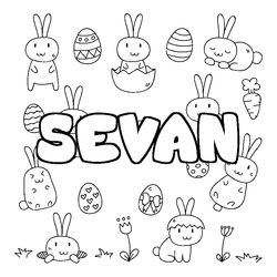Coloraci&oacute;n del nombre SEVAN - decorado Pascua