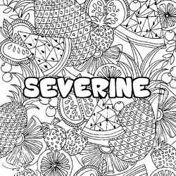 Coloraci&oacute;n del nombre SEVERINE - decorado mandala de frutas