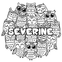 Coloraci&oacute;n del nombre S&Eacute;VERINE - decorado b&uacute;hos