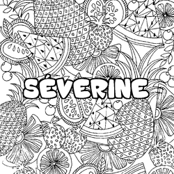 Coloraci&oacute;n del nombre S&Eacute;VERINE - decorado mandala de frutas