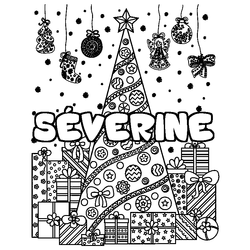 Coloraci&oacute;n del nombre S&Eacute;VERINE - decorado &aacute;rbol de Navidad y regalos