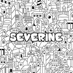 Coloraci&oacute;n del nombre S&Eacute;VERINE - decorado ciudad