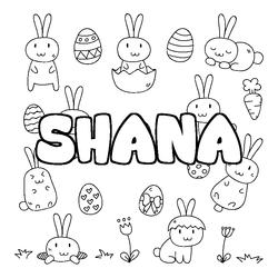 Coloraci&oacute;n del nombre SHANA - decorado Pascua