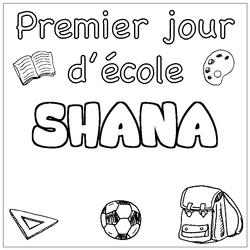 Coloraci&oacute;n del nombre SHANA - decorado primer d&iacute;a de escuela