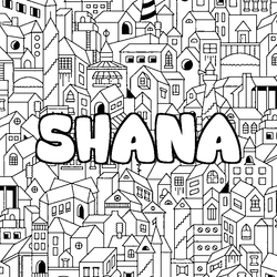 Coloraci&oacute;n del nombre SHANA - decorado ciudad