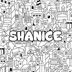 Coloraci&oacute;n del nombre SHANICE - decorado ciudad