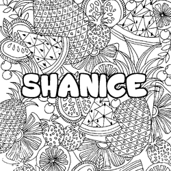 Coloraci&oacute;n del nombre SHANICE - decorado mandala de frutas