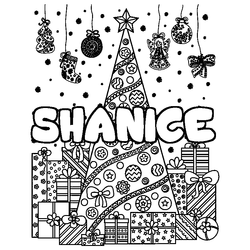 Coloraci&oacute;n del nombre SHANICE - decorado &aacute;rbol de Navidad y regalos