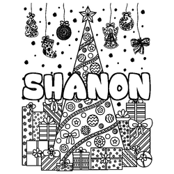 Coloraci&oacute;n del nombre SHANON - decorado &aacute;rbol de Navidad y regalos