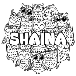 Coloraci&oacute;n del nombre SHA&Iuml;NA - decorado b&uacute;hos