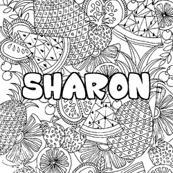 Coloraci&oacute;n del nombre SHARON - decorado mandala de frutas