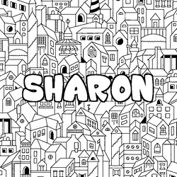 Coloraci&oacute;n del nombre SHARON - decorado ciudad