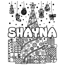 Coloraci&oacute;n del nombre SHAYNA - decorado &aacute;rbol de Navidad y regalos