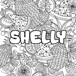 Coloraci&oacute;n del nombre SHELLY - decorado mandala de frutas