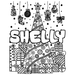 Coloraci&oacute;n del nombre SHELLY - decorado &aacute;rbol de Navidad y regalos