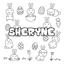 Coloraci&oacute;n del nombre SHERYNE - decorado Pascua