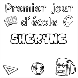 Coloraci&oacute;n del nombre SHERYNE - decorado primer d&iacute;a de escuela