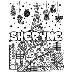Coloraci&oacute;n del nombre SHERYNE - decorado &aacute;rbol de Navidad y regalos