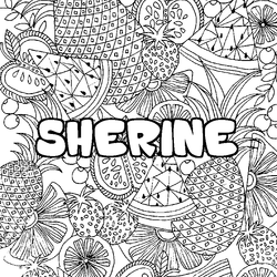 Coloraci&oacute;n del nombre SHERINE - decorado mandala de frutas