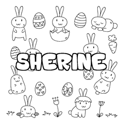 Coloraci&oacute;n del nombre SHERINE - decorado Pascua