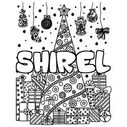 Coloraci&oacute;n del nombre SHIREL - decorado &aacute;rbol de Navidad y regalos