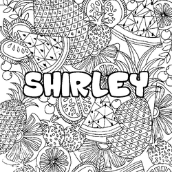 Coloraci&oacute;n del nombre SHIRLEY - decorado mandala de frutas