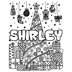 Coloraci&oacute;n del nombre SHIRLEY - decorado &aacute;rbol de Navidad y regalos
