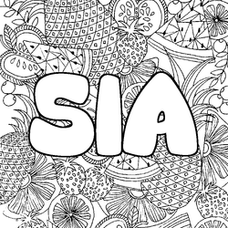 Coloraci&oacute;n del nombre SIA - decorado mandala de frutas