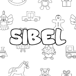 Coloraci&oacute;n del nombre SIBEL - decorado juguetes