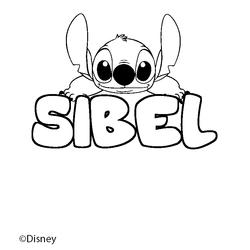 Coloraci&oacute;n del nombre SIBEL - decorado Stitch