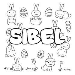 Coloraci&oacute;n del nombre SIBEL - decorado Pascua