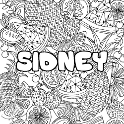 Coloraci&oacute;n del nombre SIDNEY - decorado mandala de frutas