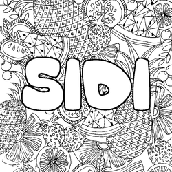 Coloraci&oacute;n del nombre SIDI - decorado mandala de frutas