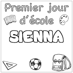 Coloraci&oacute;n del nombre SIENNA - decorado primer d&iacute;a de escuela