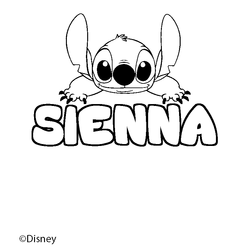 Coloraci&oacute;n del nombre SIENNA - decorado Stitch