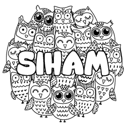 Coloraci&oacute;n del nombre SIHAM - decorado b&uacute;hos