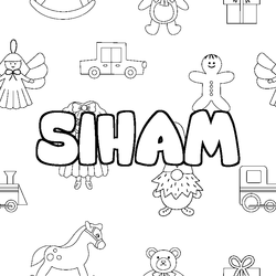 Coloraci&oacute;n del nombre SIHAM - decorado juguetes