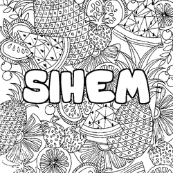 Coloraci&oacute;n del nombre SIHEM - decorado mandala de frutas