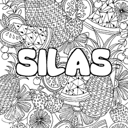 Coloraci&oacute;n del nombre SILAS - decorado mandala de frutas