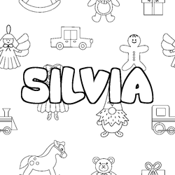 Coloraci&oacute;n del nombre SILVIA - decorado juguetes