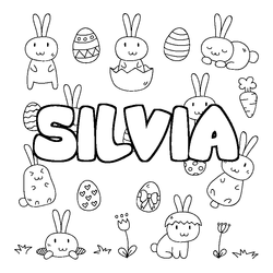 Coloraci&oacute;n del nombre SILVIA - decorado Pascua