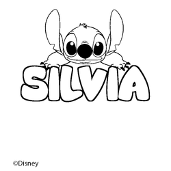 Coloraci&oacute;n del nombre SILVIA - decorado Stitch